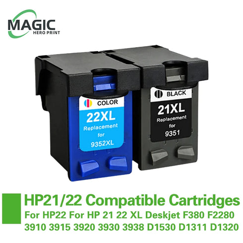 NEW compatible ink cartridges For HP21 For HP22 For HP21XL HP22XL Deskjet F380 F2280 3910 3915 3920 3930 3938 D1530 D1311 D1320