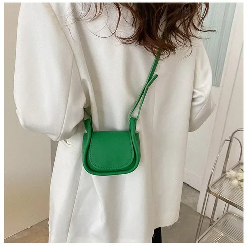Fashion Candy Color Crossbody Bag for Women Mini PU Leather Shoulder Bag Handbag Card Holder Lipstick Coin Money Pouch