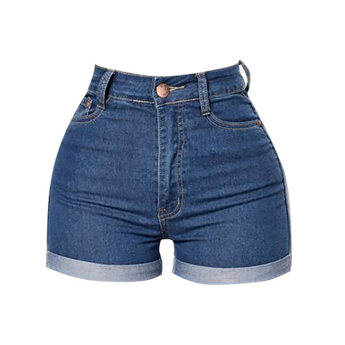 Women Skinny Jean Shorts-Summer High Waisted Mini Short