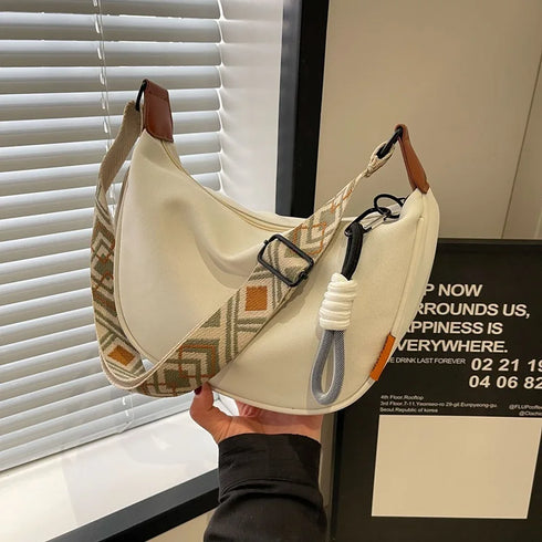 2025 New Fashion Crossbody Bag Simple Wide Shoulder Strap Design Single Shoulder Bag Original Style Commuting Dumpling Women Bag