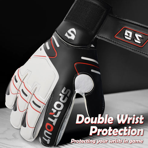 SPORTOUT Goalkeeper Gloves – Strong Grip, Durable 4+3MM Latex with Finger Protection