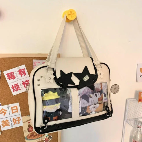 Y2K Trendy Star Ita Bag Lolita Girl Transparent Pocket Fashion Crossbody Bag Women's DIY Display Shoulder Bag Cute Purse Handbag