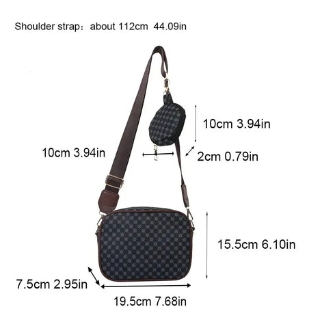 Vintage Plaid PU Leather Tote Bag for Women – Fashion Shoulder & Crossbody Handbag