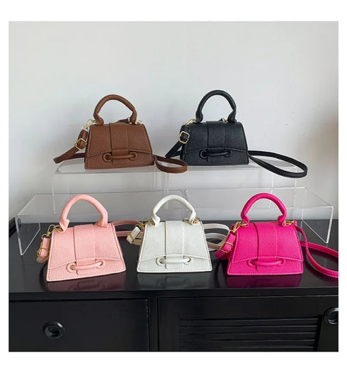 Women’s PU Leather Chain Shoulder Bag – Ribbon Buckle Square Crossbody Handbag for Parties