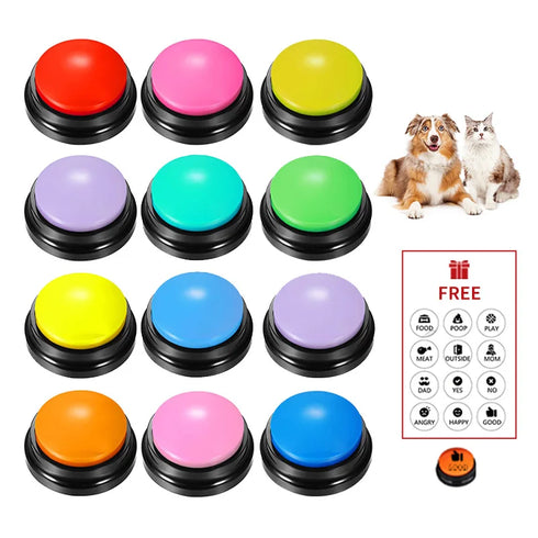 Recordable Pet Training Button - Voice Recording Dog Toy for Communication and Training