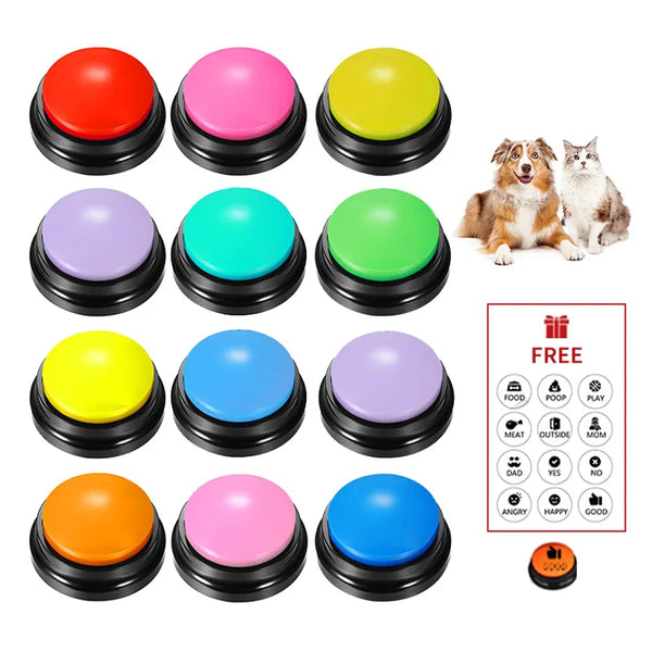 Recordable Pet Training Button - Voice Recording Dog Toy for Communication and Training