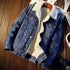 Men's Winter Vintage Fleece-Lined Denim Jacket | Trendy Korean-Style Cotton-Padded Casual Coat
