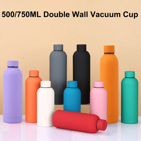 500/750ml Stainless Steel Water Bottle-Small Mouth Thermos Cup