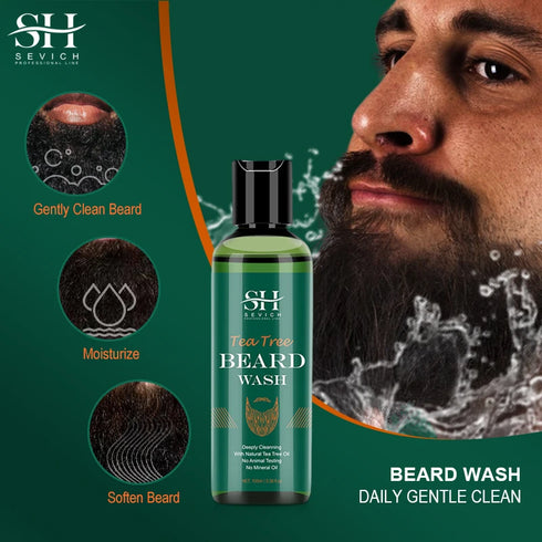 Sevich Beard Nourishing Moisturizing Growth Kit For Men Moustache Growth Enhancer Oil Tea Tree Anti Hair Loss Shampoo Beard Care