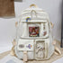 Preppy Student Backpack - Cute Nylon School Bag with Badge Pendant for Girls