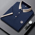 Men’s Casual Knit Polo Shirt – Anti-Wrinkle Polyester, Short Sleeve, Embroidered Detail