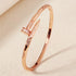 Trendy Copper with Zirconium Plant Design Bangle Bracelet for Women – Gold Plated, Simple & Elegant Jewelry