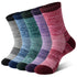 5 Pairs Merino Wool Hiking Socks - Long Outdoor Winter Stockings for Men & Women, Warm Cushioned Boot Socks