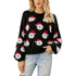 Women’s Christmas Santa Knit Sweater – Festive Long Sleeve Pullover with Furry Details