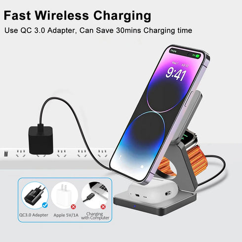 3-In-1 Foldable Magnetic Wireless Charger & Stand Kit