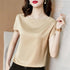 Solid Color Midweight TAT-Woven Polyester Top with Regular Length and No Closure, Designed for Middle-Aged Women Seeking a Sophisticated Office Lady Style