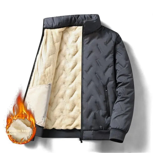 Men’s Autumn Winter Fleece-Lined Jacket | Warm Cotton-Padded Plus Size Casual Loose-Fit Coat
