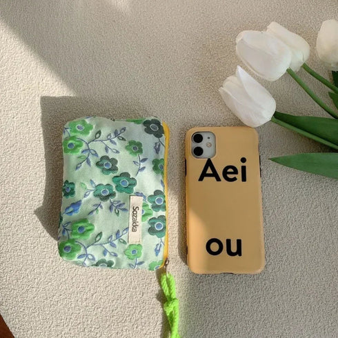 Red Green Floral Cute Women Wallet Mini Clutch Purse Coin Purse Cotton Fresh Cute Card Bag Sanitary Napkins Bag Earphone Bag