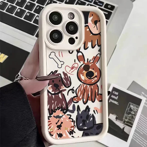 Funny Cats Graffiti Dog Soft Case for iPhone – Matte Anti-Scratch, Anti-Fingerprint Half-Wrapped Protective Cover for iPhone 15 Pro Max, 14, 13, 12, 11, XS, XR, 7, 8 Plus, SE 2