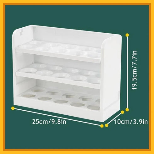 New Rotating 30-Grids Egg Storage Box – 3-Tier Space-Saving Organizer