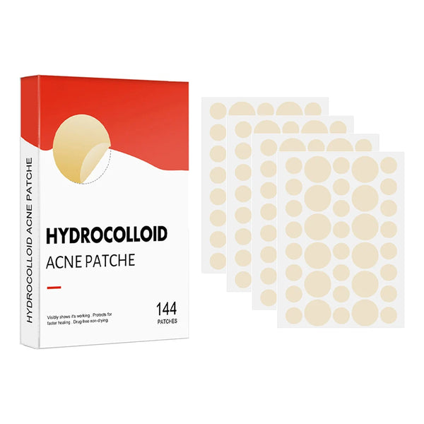 144-Piece Hydrocolloid Acne Pimple Patch Set – Invisible Absorbing Spot Stickers for Facial Blemish Protection and Healing Care for Men and Women