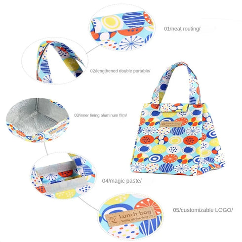 Portable Oxford Cloth Insulated Lunch Bag Waterproof Ice Pack Camping Food Drink Cooler Bag Picnic Travel Bag Food Storage Box