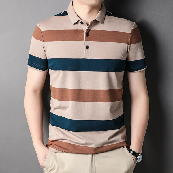 Men's Striped Short Sleeve Shirt-New Polo Shirt-Casual Men Shirt