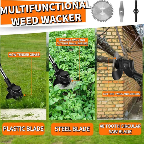 Electric Cordless String Trimmer Weed Wacker - Height Adjustable Weed Eater Grass Trimmer with Battery & Charger