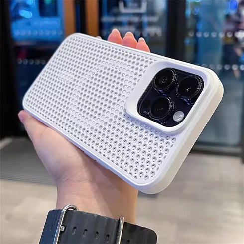Premium Heat Dissipation Mesh Case – Full-Coverage, -Compatible Wireless Charging Protection for iPhone 16, 15, 14, 13, 12, 11 Pro Max