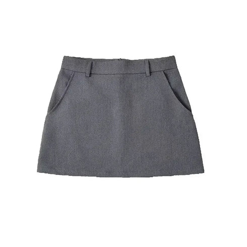 Women’s Vintage High Waist A-Line Mini Skirt - Chic Casual Fashion with Back Zipper for All Seasons