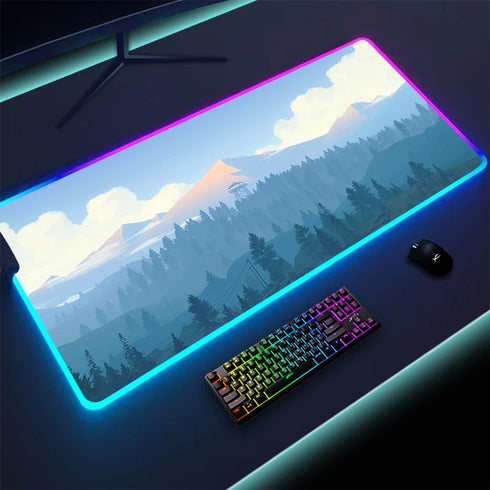 Colorful LED Gaming Mouse Pad-Firewatch Forest RGB Mousepad-Luminous Desk Mat