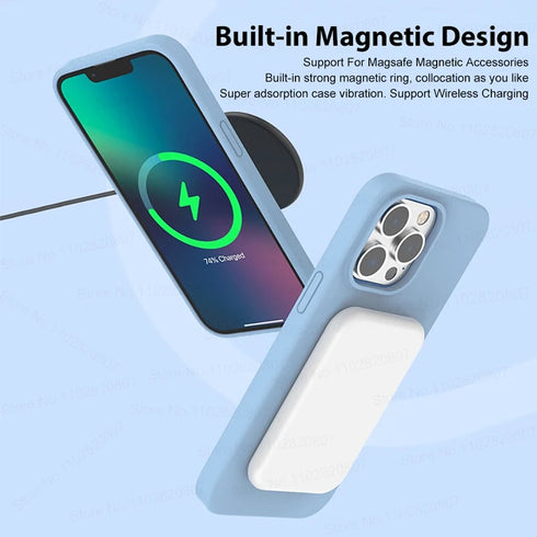 Liquid Silicone Magnetic Cases For iPhone 15 14 11 13 12 Pro Max Plus For Magsafe Case Wireless Charge Cover Phone Accessories