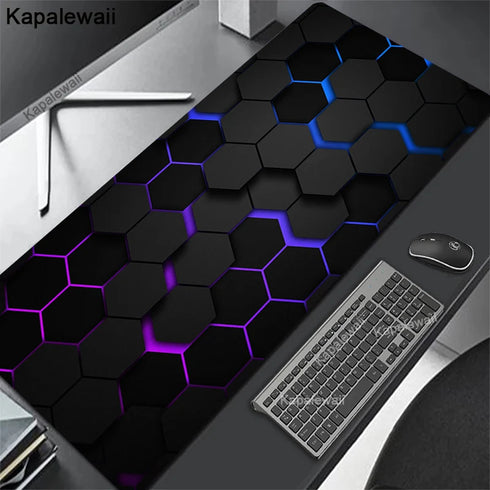 Geometric Large Gaming Mousepads- XXL Keyboard Mats-Black Desk Pad