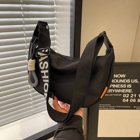 2025 New Fashion Crossbody Bag Simple Wide Shoulder Strap Design Single Shoulder Bag Original Style Commuting Dumpling Women Bag