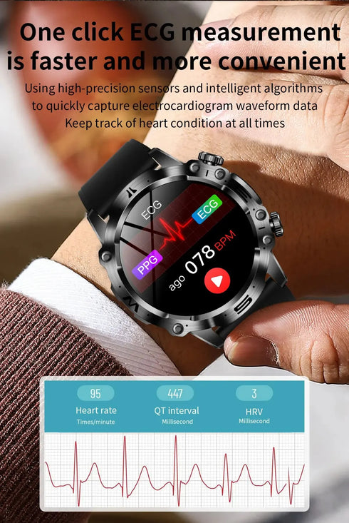 Smartwatch ECG+PPG Fitness Tracker Health Monitoring- Waterproof Voice Assistant