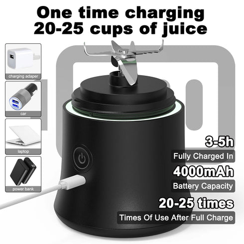 600ML USB Rechargeable Mini Electric Blender/Juicer- 4000mAh