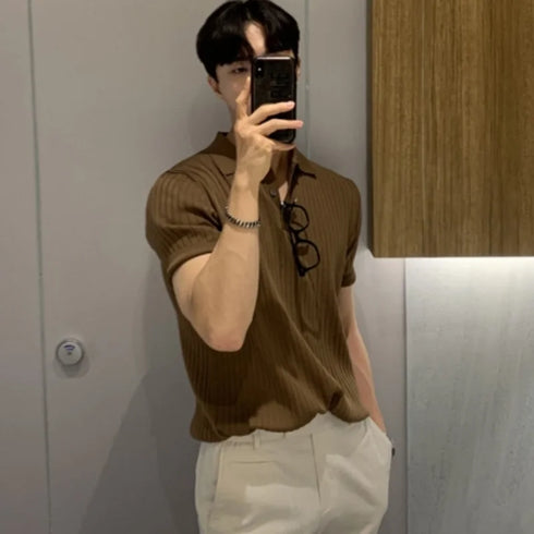 2024 Short Sleeve Polo Shirt for Men-New Summer Solid Loose Top