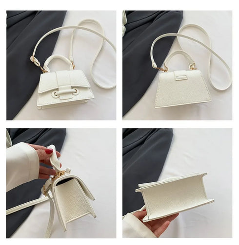 Women’s PU Leather Chain Shoulder Bag – Ribbon Buckle Square Crossbody Handbag for Parties