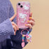 Cartoon Hello Kitty Kuromi 3D Dog Chain Phone Case For iPhone 16 15 14 Pro Max Plus 11 13 12 Mini Pro Max Clear Soft Cover