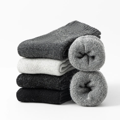 5 Pairs Merino Wool Knee-High Socks for Men & Women - Cashmere Blend, Thick Warm Knit Boot Socks for Winter