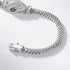 925 Sterling Silver Snake Bracelet – Hollow Snake Head with Green Eyes, Unisex Jewelry