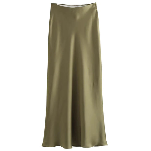 Women's Satin Ankle-Length Skirt - Elegant Casual Straight Silhouette Long Skirt for All Seasons (2025 Edition)