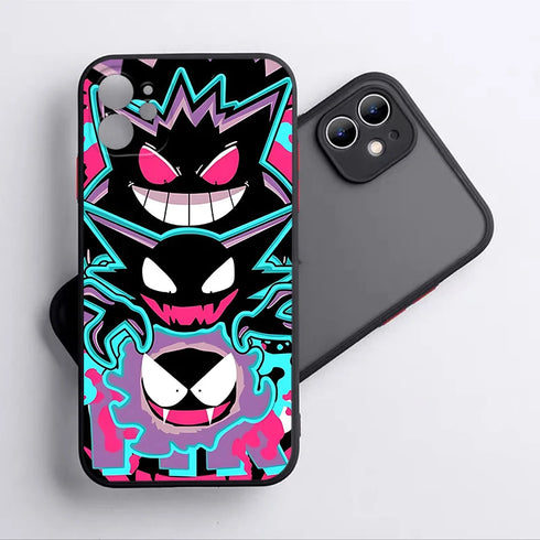 Pokémon Gengar For iPhone 15 Ultra 14 13 12 11 Mini XS XR X 8 7 Pro Max Plus Frosted Translucent Phone Case