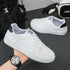White Leather Sneakers for Men-Casual Lightweight Flat Shoes