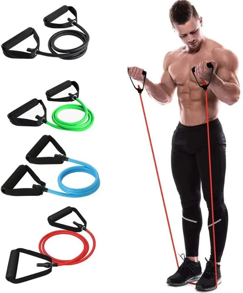 3 Levels Resistance Yoga Bands with Handles – Elastic Pull Rope Bands for Home and Gym Workouts