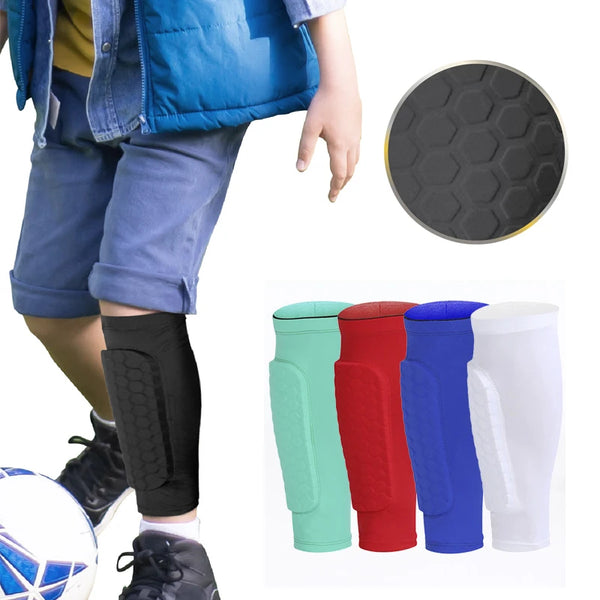 Professional Compression Shin Guard Sleeves – Honeycomb Anti-Collision Protection for Sports