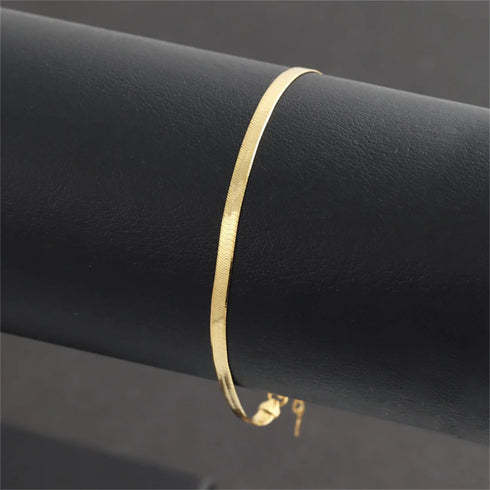 18K Yellow Gold Chain Bracelet for Women – Classic Round Bead Design, 6.5-7.5 Inches