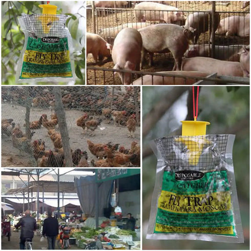 Disposable Hanging Fly Trap Bag - Non-Toxic Fly Catcher with Fly Bait for Outdoor Mosquito Control