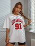 Los Angeles 91 Printed Oversize T Shirts for Women-Casual Short Sleeve Top