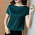 Solid Color Midweight TAT-Woven Polyester Top with Regular Length and No Closure, Designed for Middle-Aged Women Seeking a Sophisticated Office Lady Style